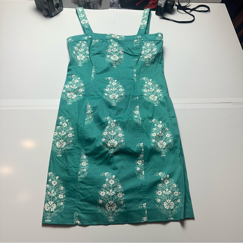 Classic 2000s Jones New York Cotton SundressTeal Floral CottagecoreSummer Garden - Picture 3 of 13